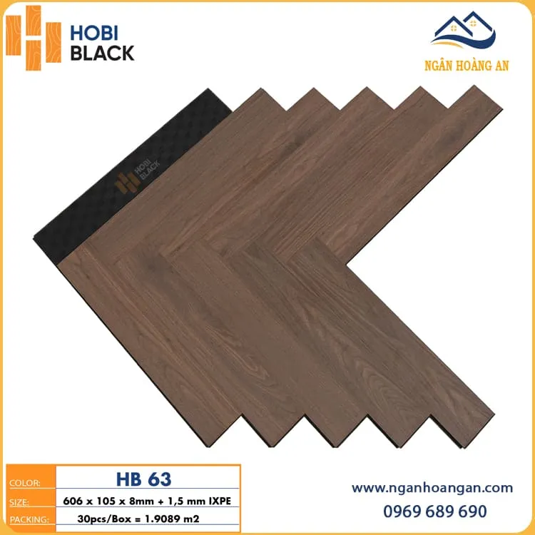 Sàn Gỗ Công Nghiệp Xương Cá Hobi Black 8mm HB63 Sàn Gỗ Công Nghiệp Xương Cá Hobi Black 8mm HB63
