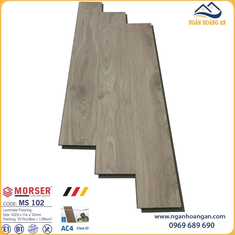 Sàn Gỗ Cốt Xanh Kháng Ẩm Morser MS102 12mm Sàn Gỗ Cốt Xanh Kháng Ẩm Morser MS102 12mm