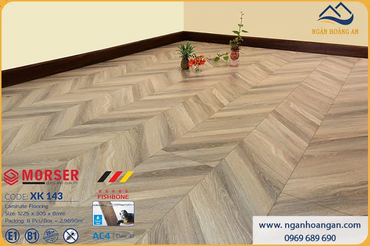 Sàn Gỗ Morser Vân Xương Cá Morser XK 143 8mm Sàn Gỗ Morser Vân Xương Cá Morser XK 143 8mm