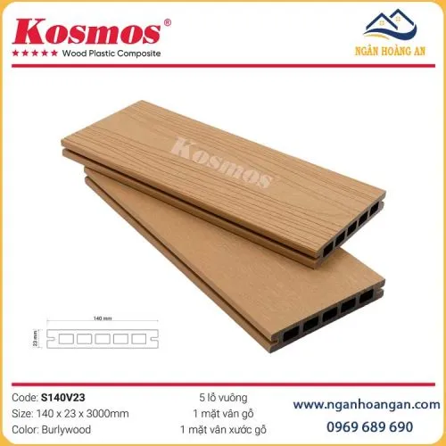 Sàn Gỗ Nhựa Lỗ Vuông 2 Da Kosmos S140V23 Burlywood