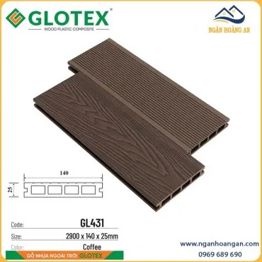 Sàn Gỗ Nhựa Ngoài Trời Composite Glotex GL431 Coffee Lỗ Vuông