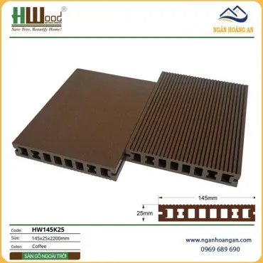 Sàn Gỗ Nhựa Ngoài Trời Hwood HW145K25 Coffee