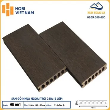 Sàn Gỗ Nhựa Ngoài Trời Lỗ Tròn 2 Da Hobiwood HB661 ZCoffee