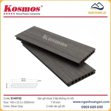 Sàn Gỗ Nhựa Ngoài Trời Lỗ Tròn 2 Da Kosmos S145T22 Silver Grey