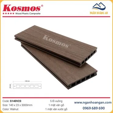 Sàn Ngoài Trời Lỗ Vuông 2 Lớp Phủ Polymer Kosmos S140V23 Walnut