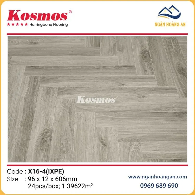 Sàn Gỗ Xương Cá Công Nghiệp 12mm Kosmos X16-4