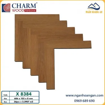 Sàn Gỗ Xương Cá Cốt Xanh Charmwood X8384 Dày 8mm