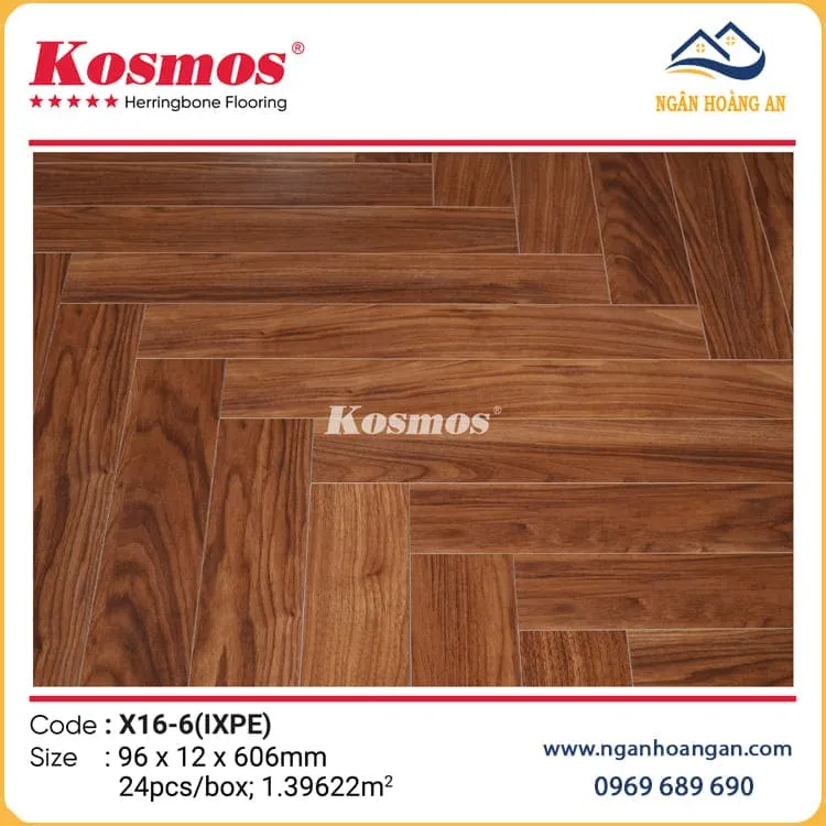 Sàn Gỗ Xương Cá Kosmos X16-6 Dày 12mm Sàn Gỗ Xương Cá Kosmos X16-6 Dày 12mm