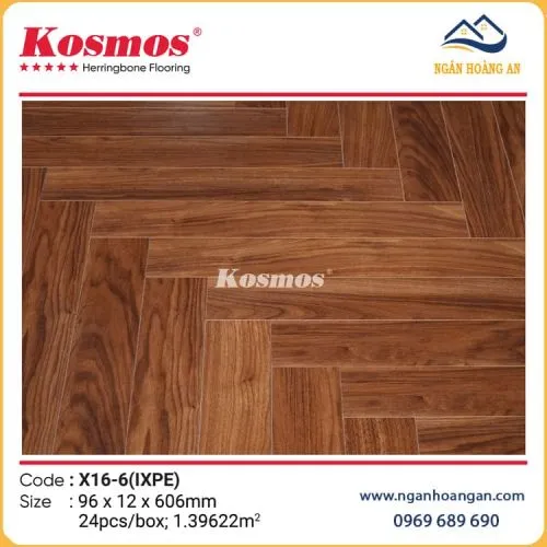 Sàn Gỗ Xương Cá Kosmos X16-6 Dày 12mm
