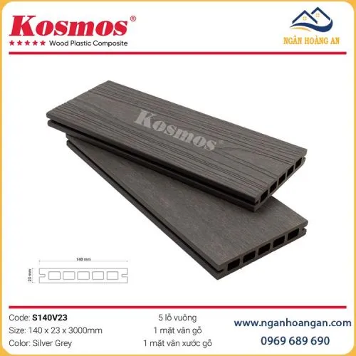 Sàn Ngoài Trời Lỗ Vuông 2 Da Kosmos S140V23 Silver Grey