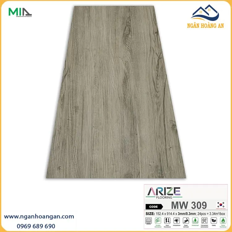 Sàn Nhựa Dán Keo Giả Vân Gỗ ARIZE MW309 Dày 3mm