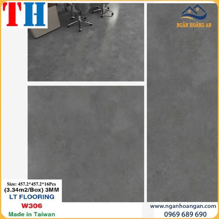 Sàn Nhựa Dán Keo Giả Bê Tông THFloor W306 Dày 3mm