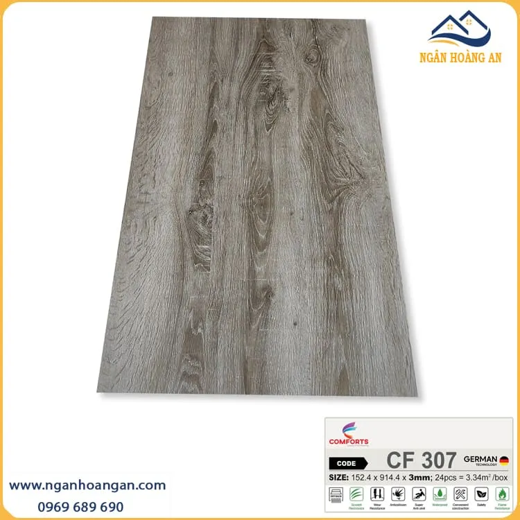 Sàn Nhựa Dán Keo Giả Gỗ Comforts CF307 Dày 3mm Sàn Nhựa Dán Keo Giả Gỗ Comforts CF307 Dày 3mm