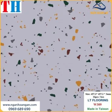 Sàn Nhựa Dán Keo Vân Đá Mài Terrazzo THFloor W309 Dày 3mm