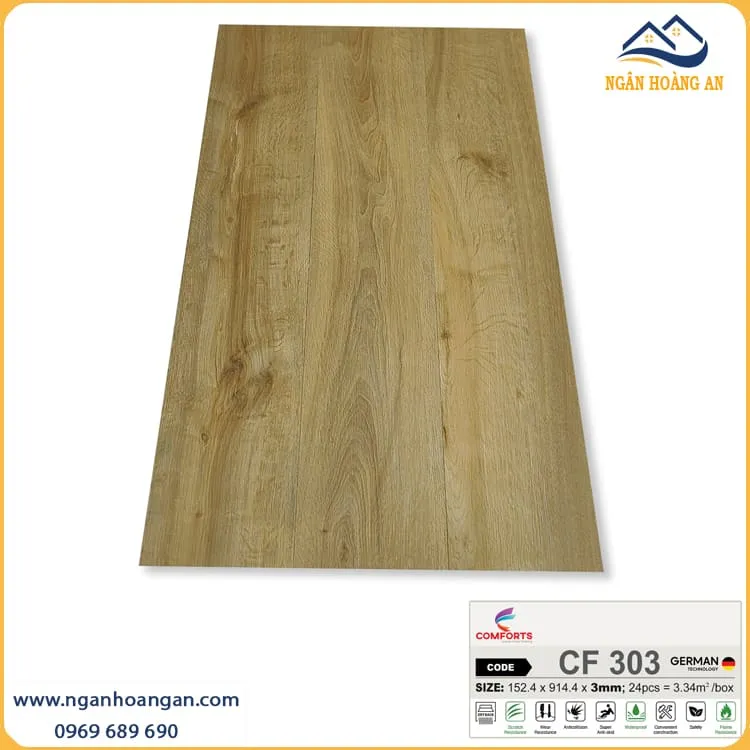 Sàn Nhựa Dán Keo Vân Gỗ Comforts CF303 Dày 3mm