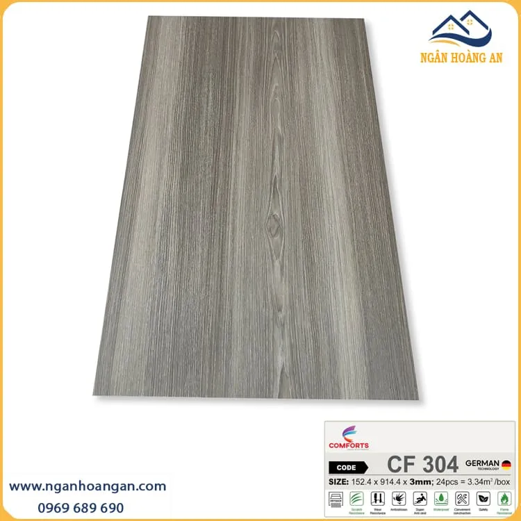 Sàn Nhựa Dán Keo Vân Gỗ Comforts CF304 Dày 3mm