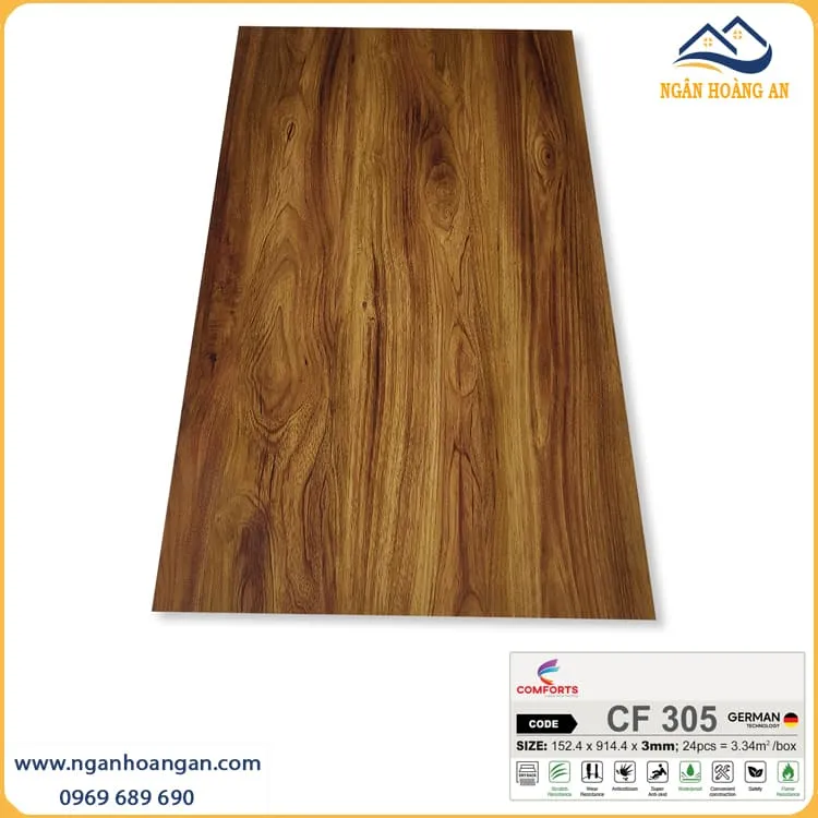 Sàn Nhựa Dán Keo Vinyl Vân Gỗ Comforts CF305 Dày 3mm Sàn Nhựa Dán Keo Vinyl Vân Gỗ Comforts CF305 Dày 3mm