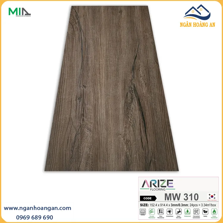 Sàn Nhựa Giả Gỗ Dán Keo ARIZE MW310 Dày 3mm
