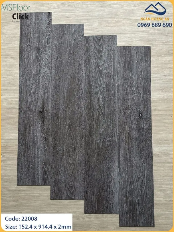 Sàn Nhựa Giả Gỗ Dán Keo MSFloor 22008 Dày 2mm
