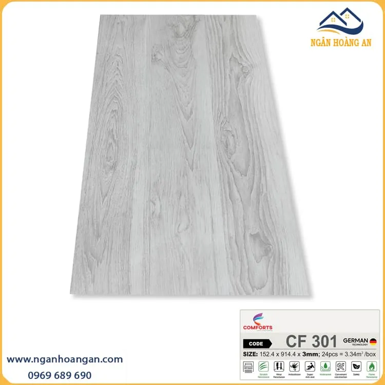 Sàn Nhựa Giả Gỗ Dán Keo Comforts CF301 Dày 3mm 