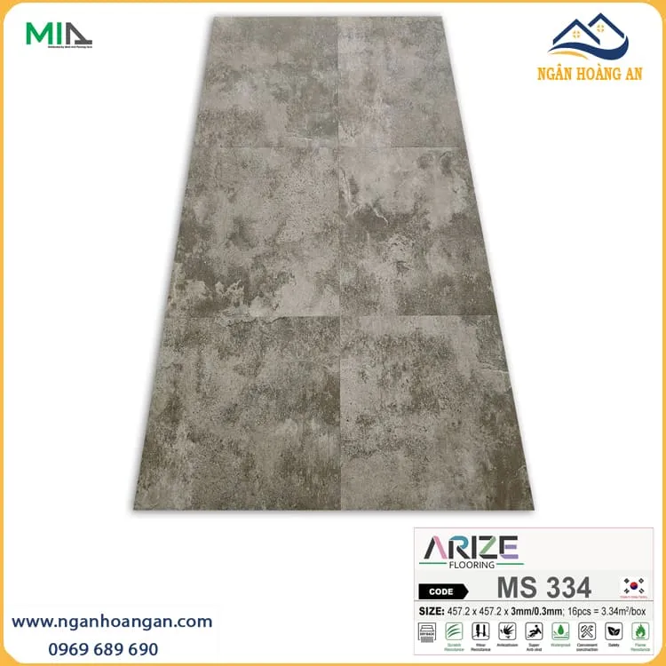 Sàn Nhựa Giả Gỗ Dán Keo Giả Vân Đá ARIZE MS334 Dày 3mm Sàn Nhựa Giả Gỗ Dán Keo Giả Vân Đá ARIZE MS334 Dày 3mm