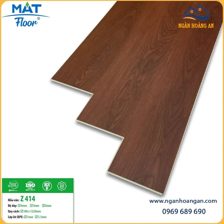 Sàn Nhựa Giả Gỗ Hèm Khoá 4mm MAT Floor Z414