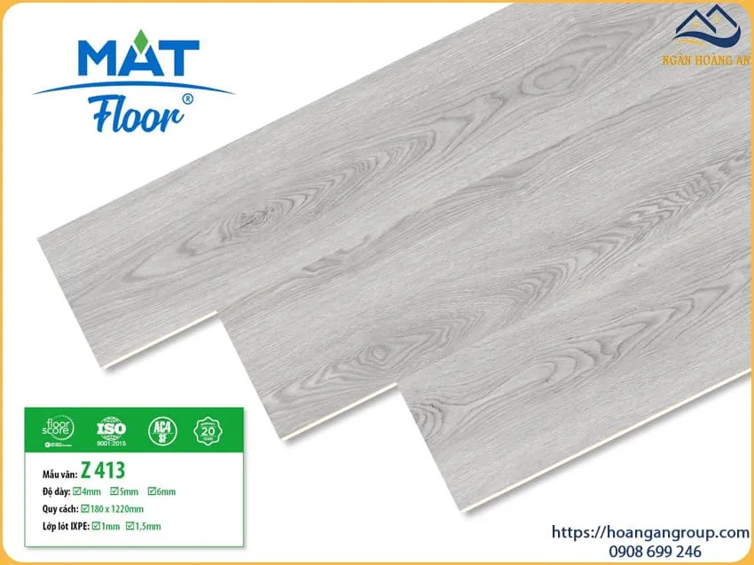 Sàn Nhựa Giả Gỗ Hèm Khoá 4mm MAT Floor Z413