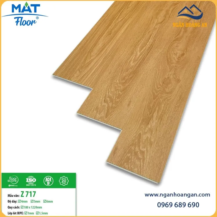 Sàn Nhựa Giả Vân Gỗ Hèm Khoá 4mm MAT Floor Z717