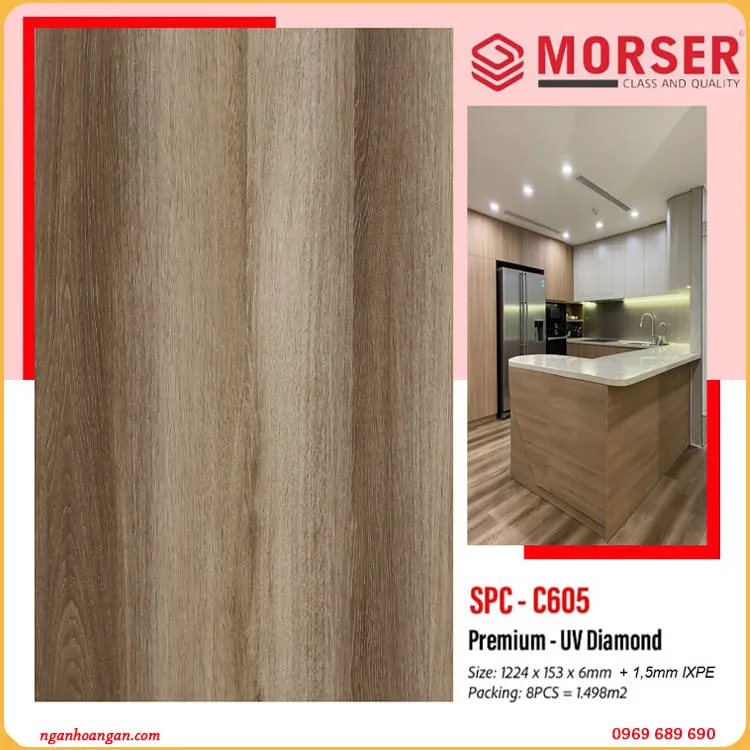 Sàn Nhựa Giả Vân Gỗ Hèm Khoá Morser C605 6mm 