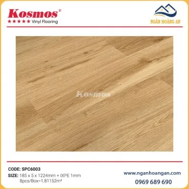 Sàn Nhựa Hèm Khoá  Giả Gỗ Kosmos SPC6003 Đế Cao Su 5mm