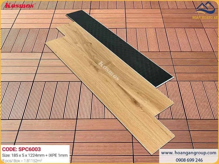 Sàn Nhựa Hèm Khoá Giả Gỗ Kosmos SPC6003 Đế Cao Su 5mm Sàn Nhựa Hèm Khoá Giả Gỗ Kosmos SPC6003 Đế Cao Su 5mm