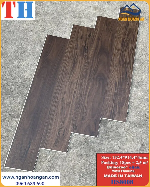 Sàn Nhựa Hèm Khoá Giả Gỗ Taiwan THFloor HS8008 Dày 4mm