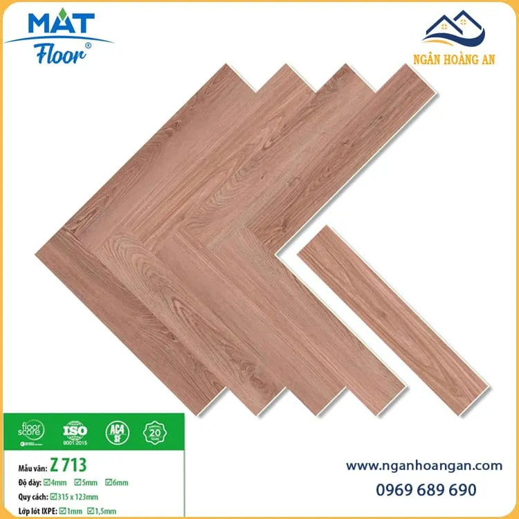 Sàn Nhựa Hèm Khoá Giả Gỗ Xương Cá 4mm MAT Floor Z713