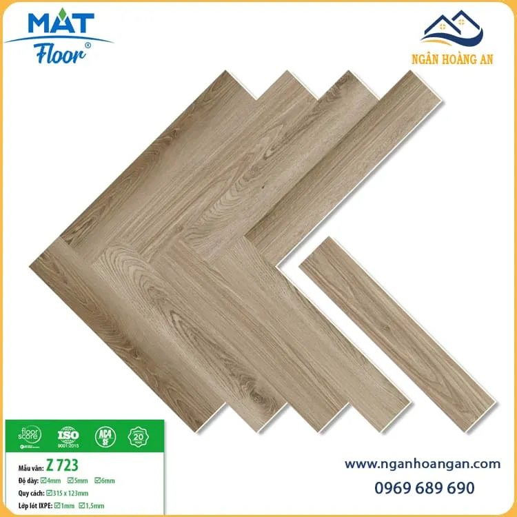 Sàn Nhựa Hèm Khoá Giả Gỗ Xương Cá 4mm MAT Floor Z723
