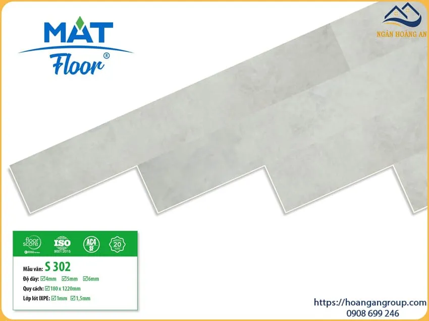 Sàn Nhựa Hèm Khoá Giả Vân Đá 4mm MAT Floor S302 Sàn Nhựa Hèm Khoá Giả Vân Đá 4mm MAT Floor S302