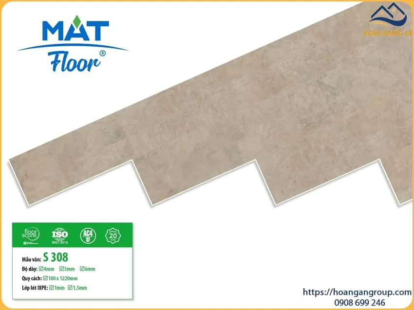 Sàn Nhựa Hèm Khoá Giả Vân Đá MAT Floor S308 Dày 4mm