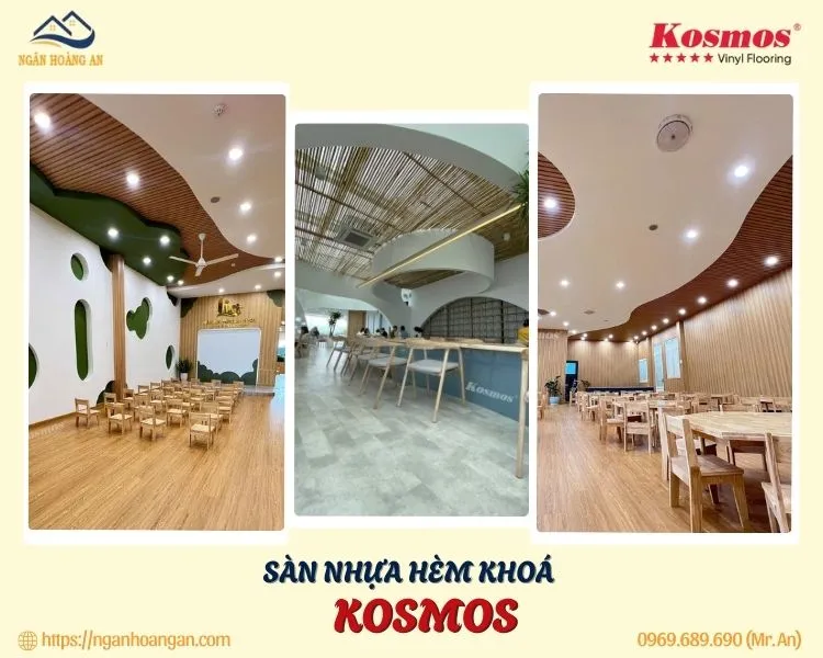 Sàn Nhựa Hèm Khoá Vân Gỗ Đế Cao Su Kosmos