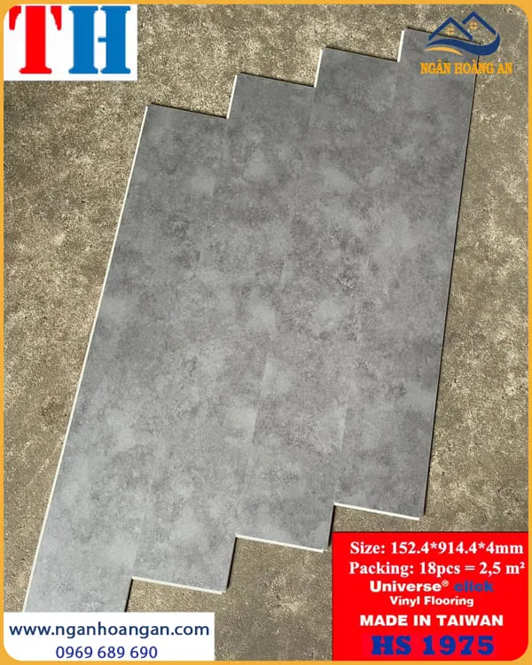 Sàn Nhựa Hèm Khoá Giả Xi Măng, Bê Tông THFloor HS1975 Dày 4mm