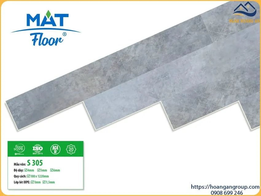 Sàn Nhựa Hèm Khoá Vân Bê Tông 4mm MAT Floor S305