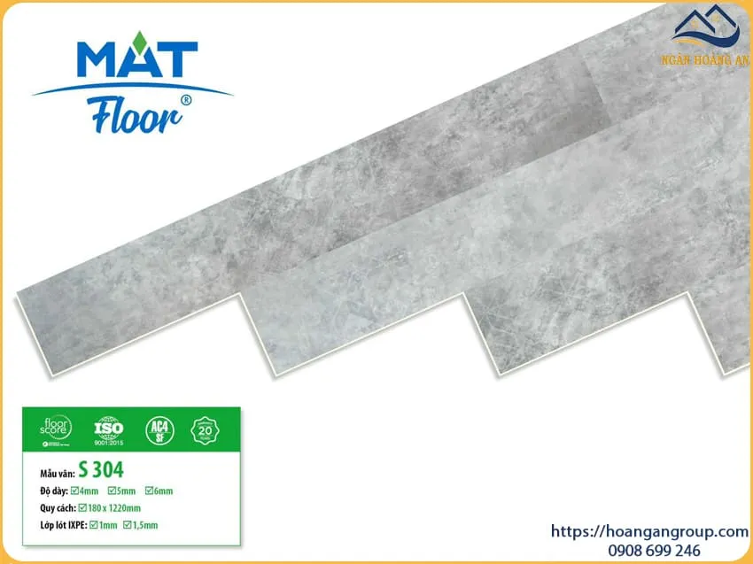 Sàn Nhựa Hèm Khoá Vân Đá MAT Floor S304 Dày 4mm Sàn Nhựa Hèm Khoá Vân Đá MAT Floor S304 Dày 4mm