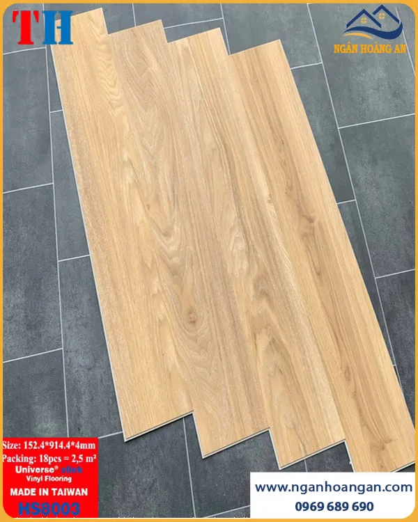 Sàn Nhựa Hèm Khoá Vân Gỗ THFloor HS8003 Taiwan 4mm