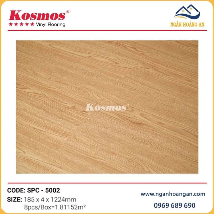 Sàn Nhựa Hèm Khoá Vân Gỗ Đế Cao Su 4mm Kosmos SPC5002