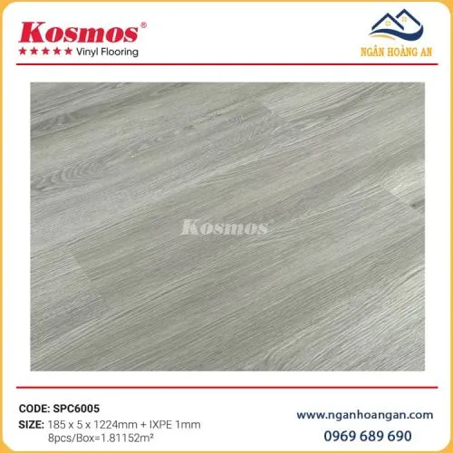 Sàn Nhựa Hèm Khóa Vân Gỗ Kosmos SPC6005 Đế Cao Su 5mm