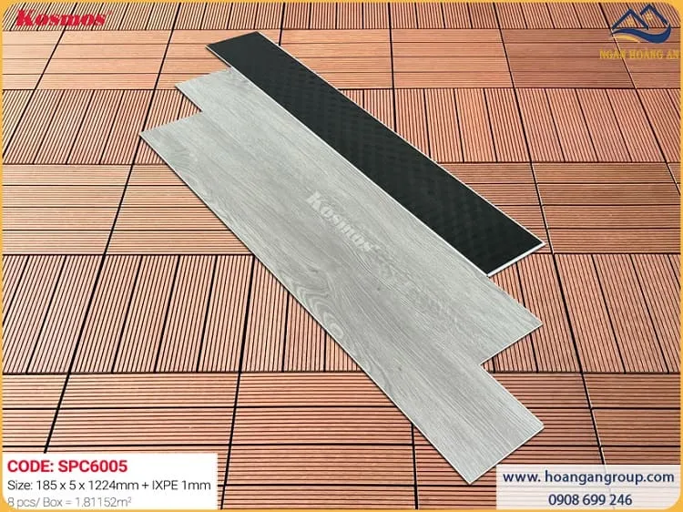 Sàn Nhựa Hèm Khóa Vân Gỗ Kosmos SPC6005 Đế Cao Su 5mm Sàn Nhựa Hèm Khóa Vân Gỗ Kosmos SPC6005 Đế Cao Su 5mm