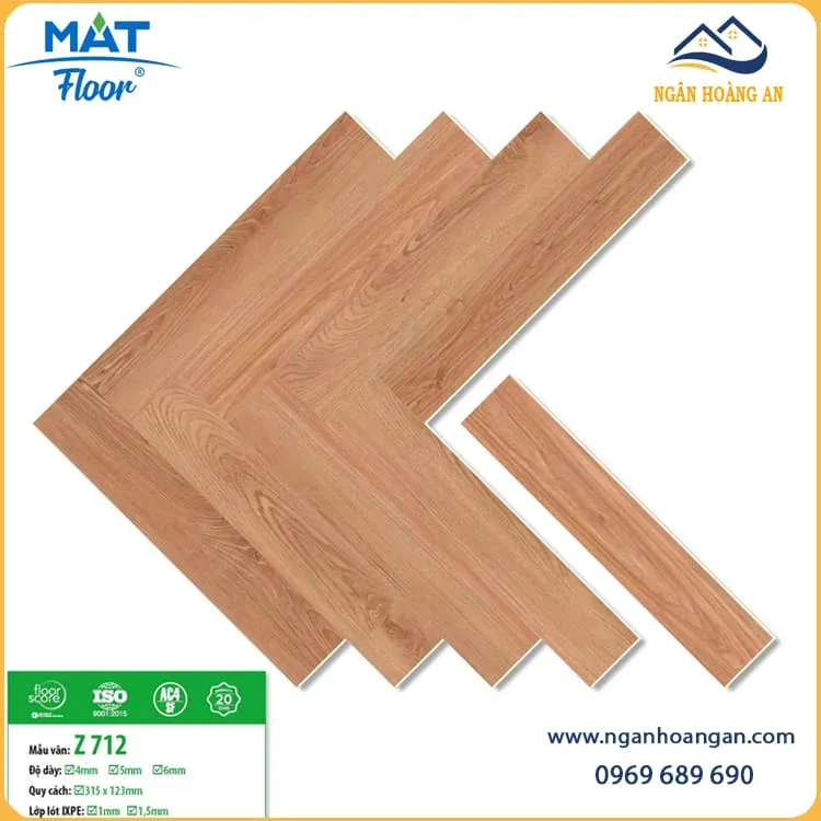 Sàn Nhựa Hèm Khoá Vân Gỗ Xương Cá 4mm MAT Floor Z712