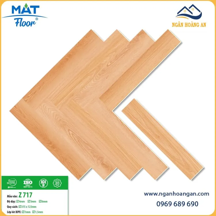 Sàn Nhựa Hèm Khoá Vân Gỗ Xương Cá 4mm MAT Floor Z717
