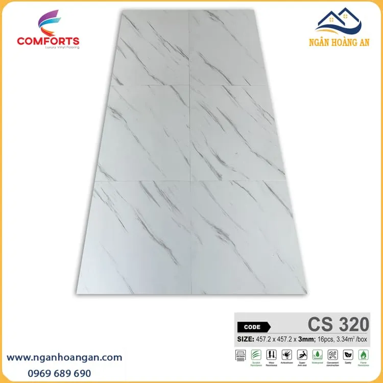 Sàn Nhựa Vinyl Dán Keo Giả Vân Đá Comforts CS320 Dày 3mm Sàn Nhựa Vinyl Dán Keo Giả Vân Đá Comforts CS320 Dày 3mm