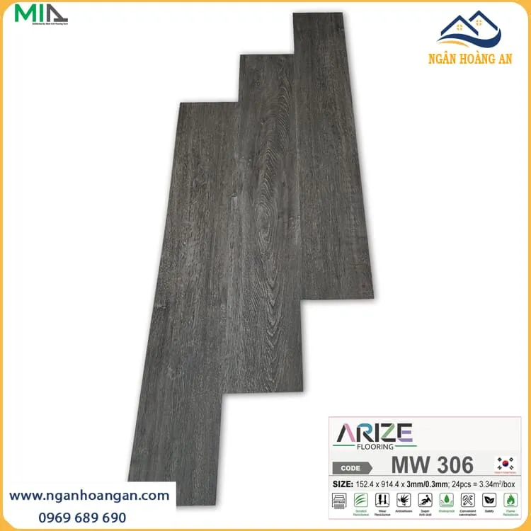 Sàn Nhựa Vinyl Dán Keo Vân Gỗ ARIZE MW306 Dày 3mm