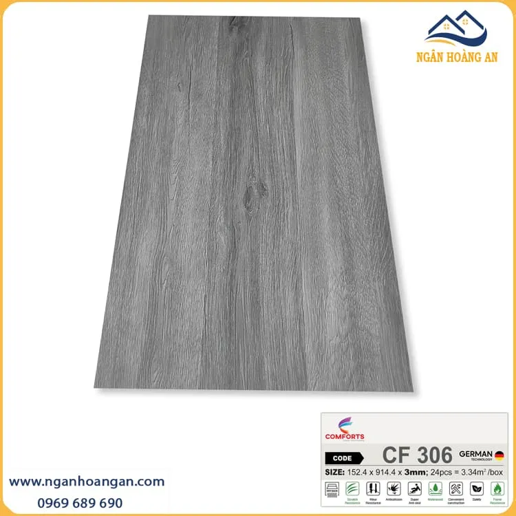 Sàn Nhựa Vinyl Dán Keo Vân Gỗ Comforts CF306 Dày 3mm Sàn Nhựa Vinyl Dán Keo Vân Gỗ Comforts CF306 Dày 3mm