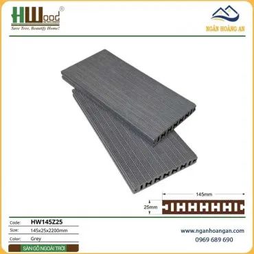 Sàn Sân Thượng Gỗ Nhựa Ngoài Trời Hwood HW145Z25 Grey